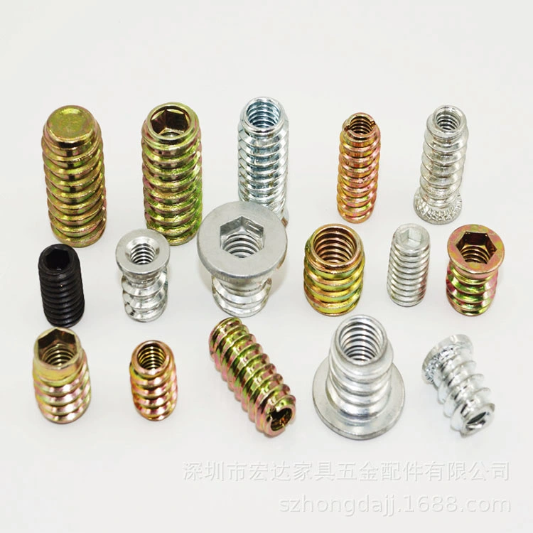 M4 M5 M6 M8 M10 Furniture Threaded Inserts Insert Manufacturer Type D Steel Galvanized Allen Drive Nut Tapping Threaded Insert for Wood